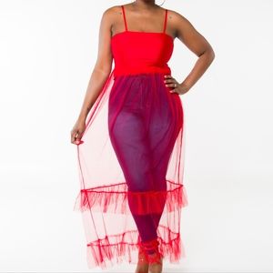 Red Tulle Maxi